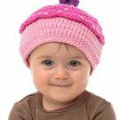 NWT Cupcake Baby Girls Pink Crochet Hat Beanie 0-6 Months