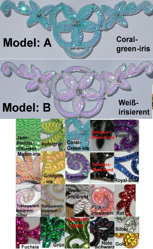 appliques sequins applikationen pailletten sew on embroidery handmade ap22