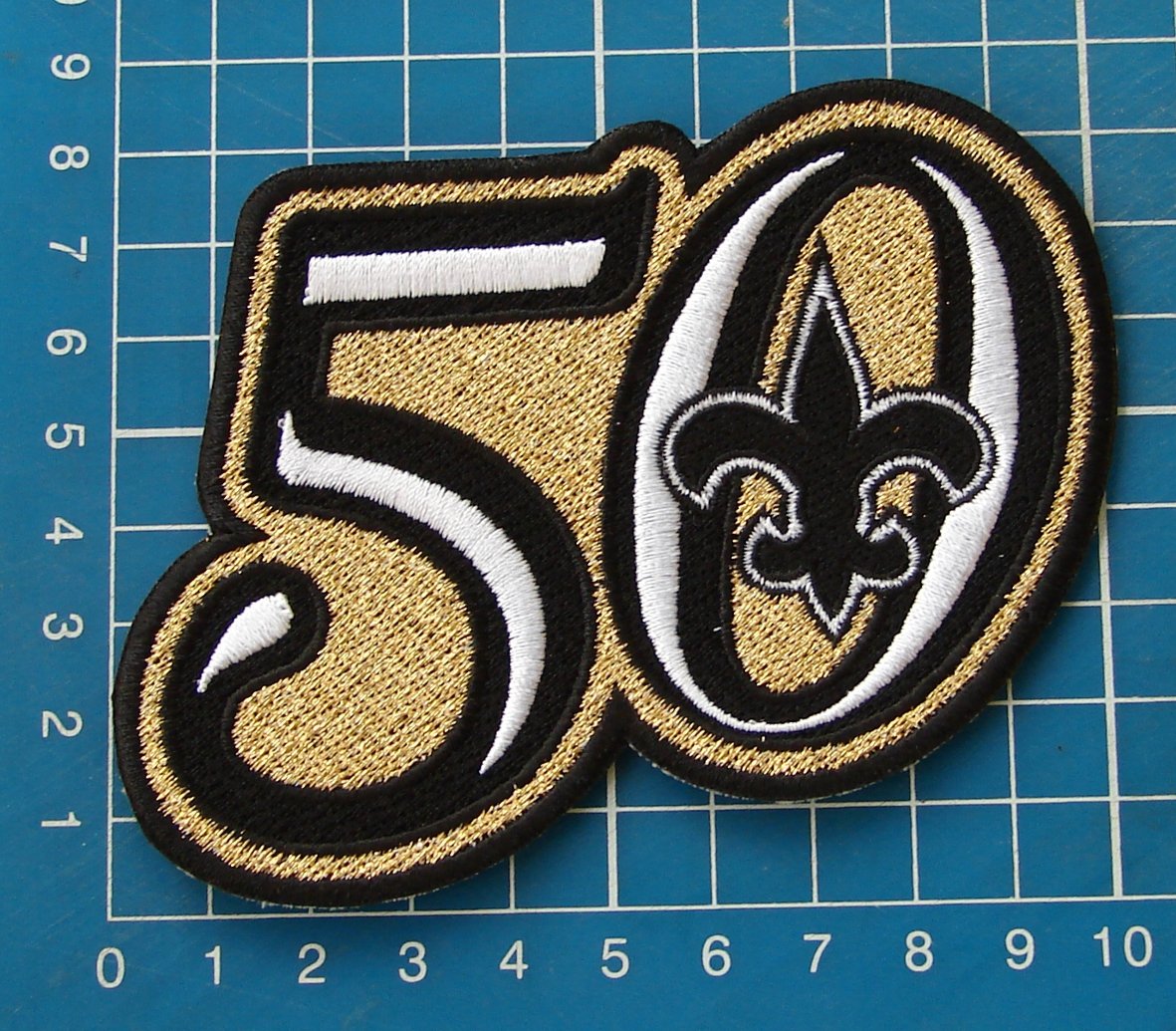 NEW ORLEANS SAINTS 50th ANNIVERSARY SEASON GOLD PATCH 4" HUGE EMBROIDERY JERSEY