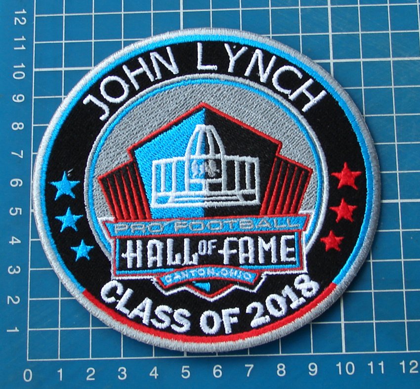 JOHN LYNCH PRO FOOTBALL HALL OF FAME 2018 SUPERBOWL NFL PATCH EMBROIDERED