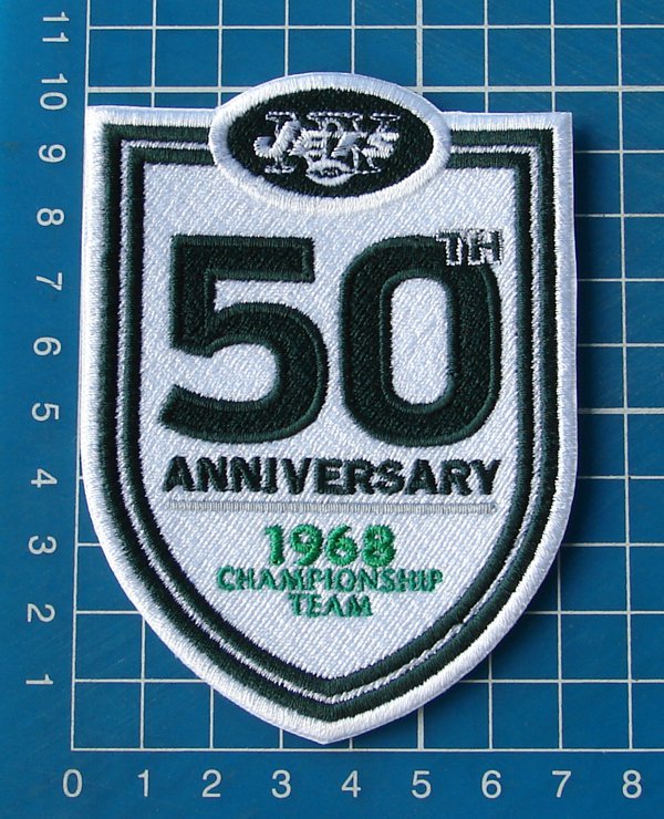 NEW YORK JETS 50 ANNIVERSARY CHAMPIONSHIP TEAM NFL FOOTBALL SUPERBOWL PATCH EMB