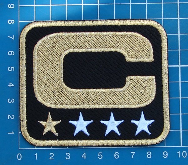 CAPTAIN C PATCH NFL FOOTBALL SUPERBOWL BLACK AND GOLD 1 STAR GOLD PATCH EMBROIDE