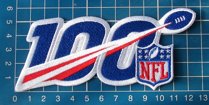 2019 NFL Football 100th Anniversary Seasons Patch Football Jersey 5" embroid