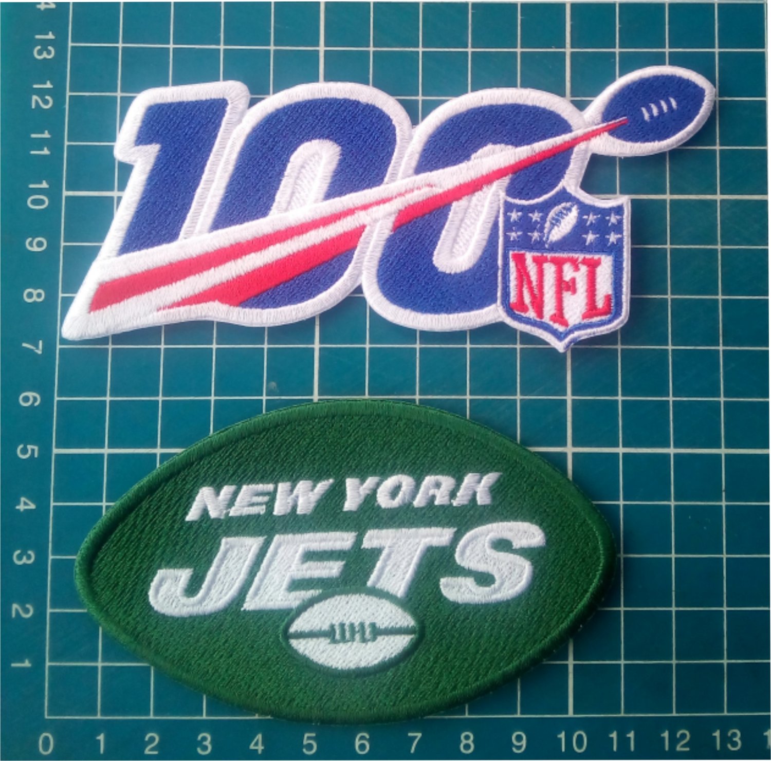 New York Jets and NFL 100 years seasons anniversary 4" patch logo Football