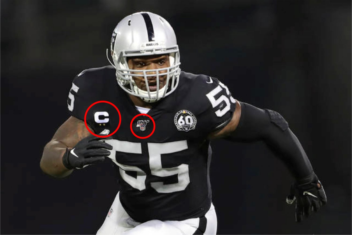 2019 SEASON Oakland Raiders Captain C patch 3.5" + NFL 100 years Anniversary
