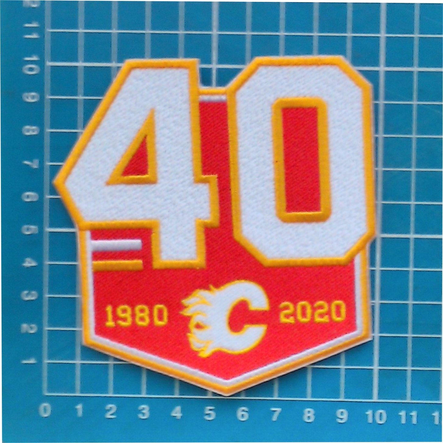 CALGARY FLAMES 40TH ANNIVERSARY TEAM 3.9" 10cm PATCH 1979-2019 JERSEY NHL HOCKEY