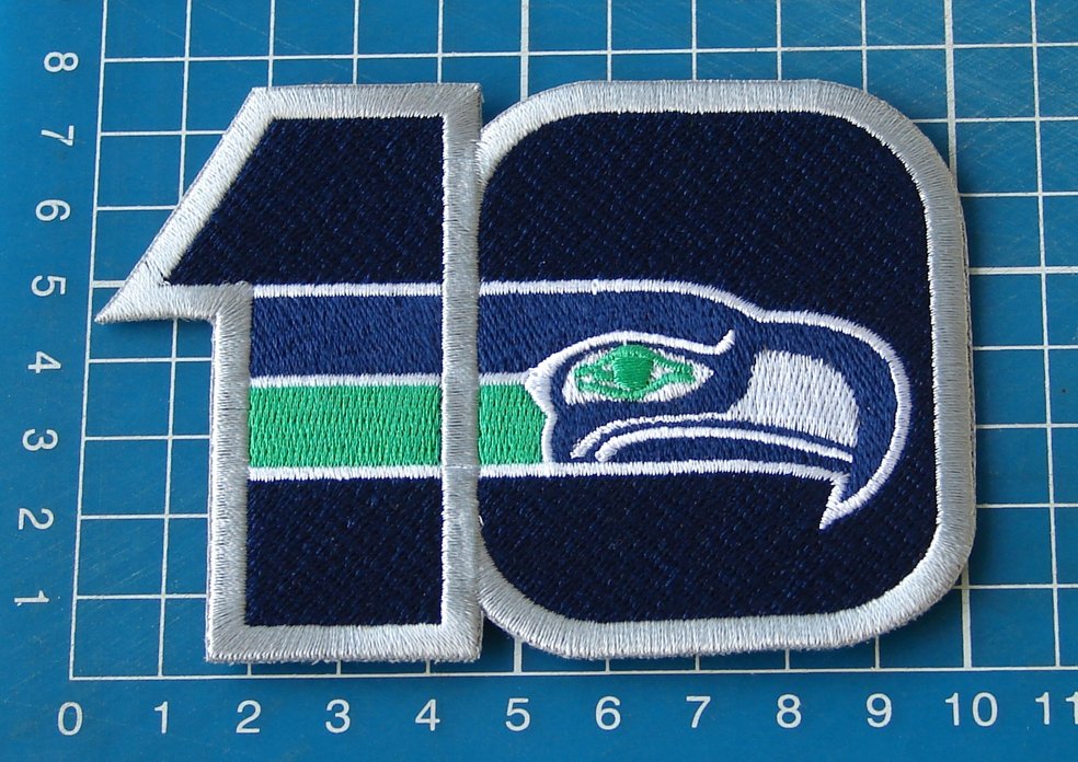 SEATTLE SEAHAWKS 10th ANNIVERSARY NFL FOOTBALL PATCH EMBROIDERED WILLABEE sew