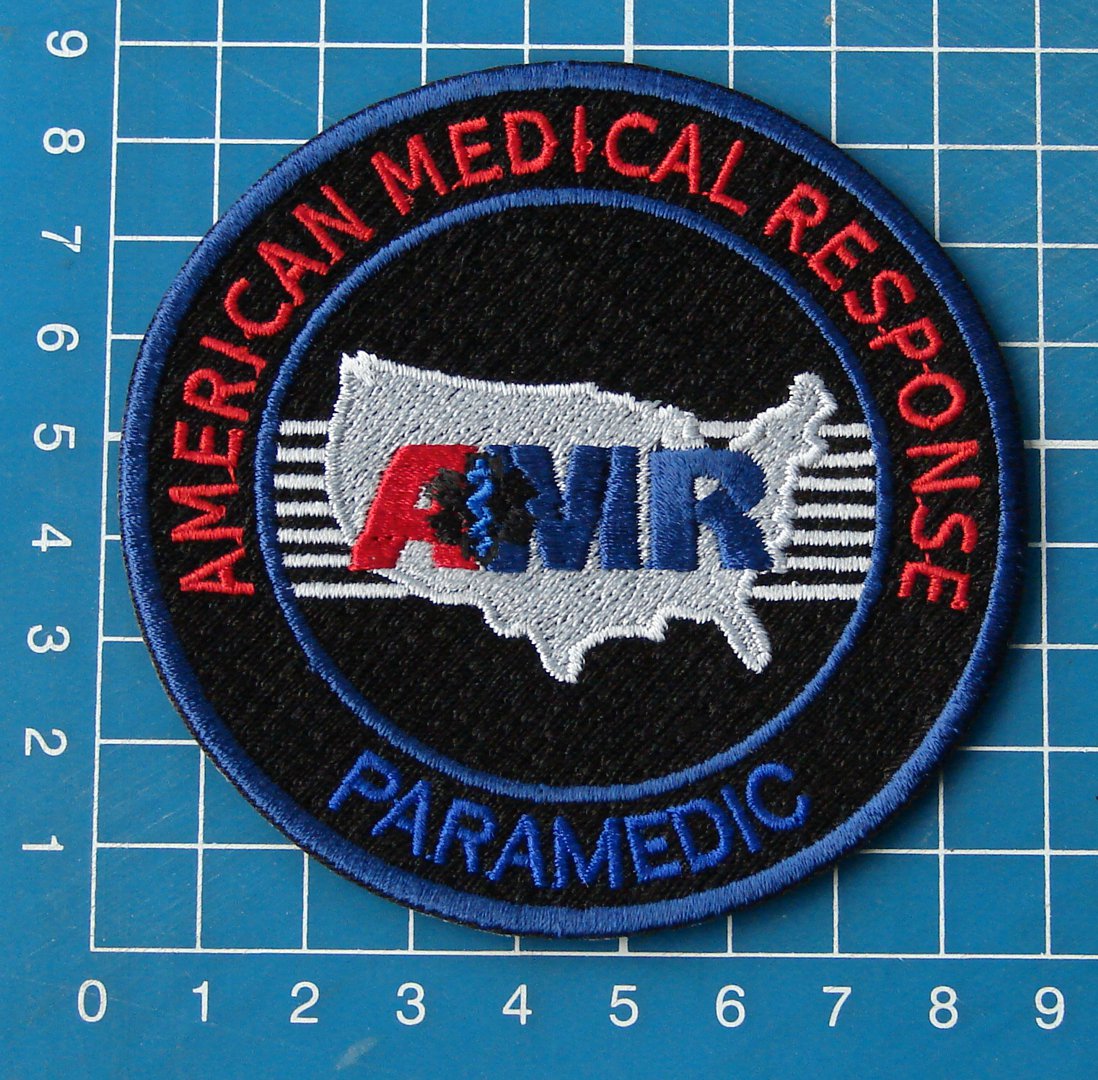 AMR American Medical Response Paramedic black sew on embroidery patch