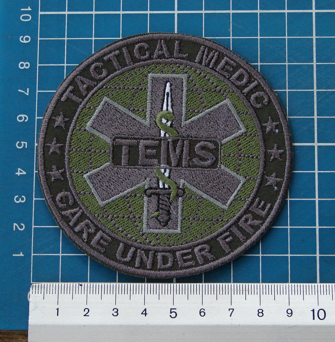 Tactical Medics EMS TEMS Care Under Fire Paramedic Patch logo Sew on Embroidery