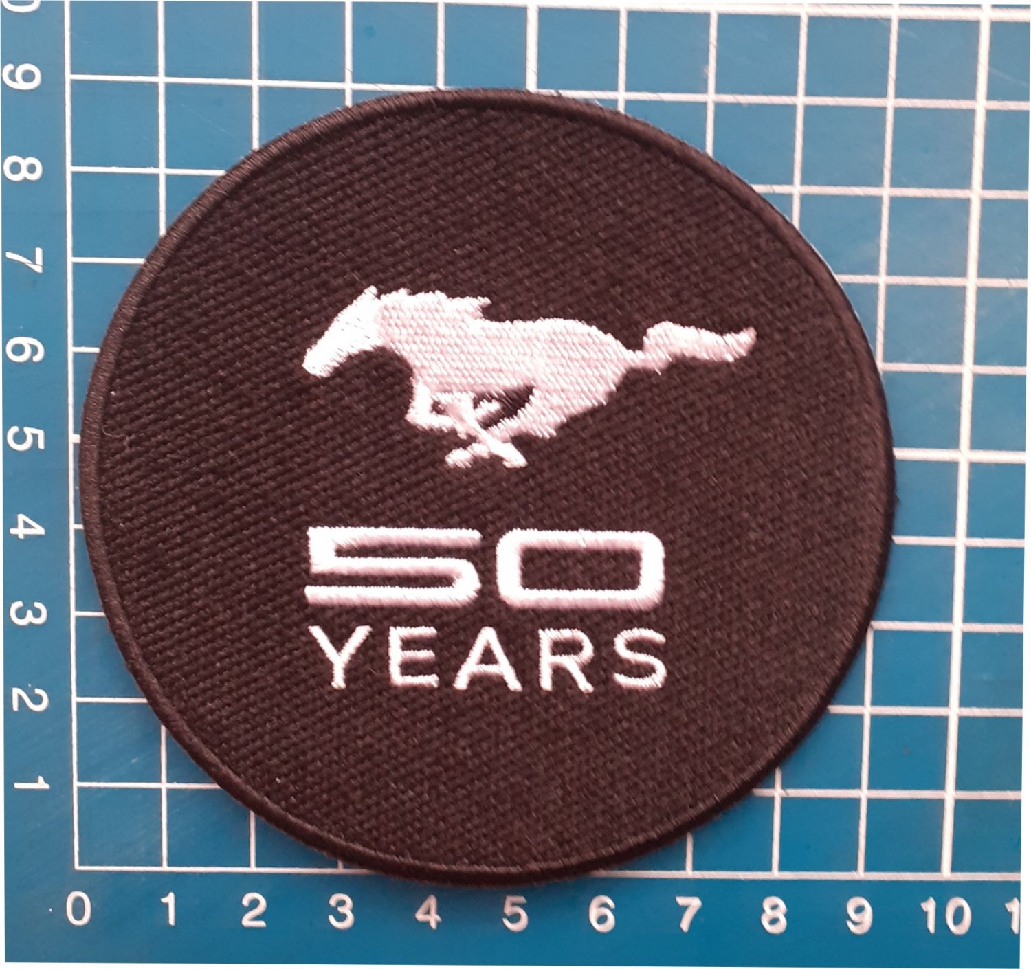 Ford Mustang 50th Anniversary Logo Patch Car Sport Auto Sew On Embroidery
