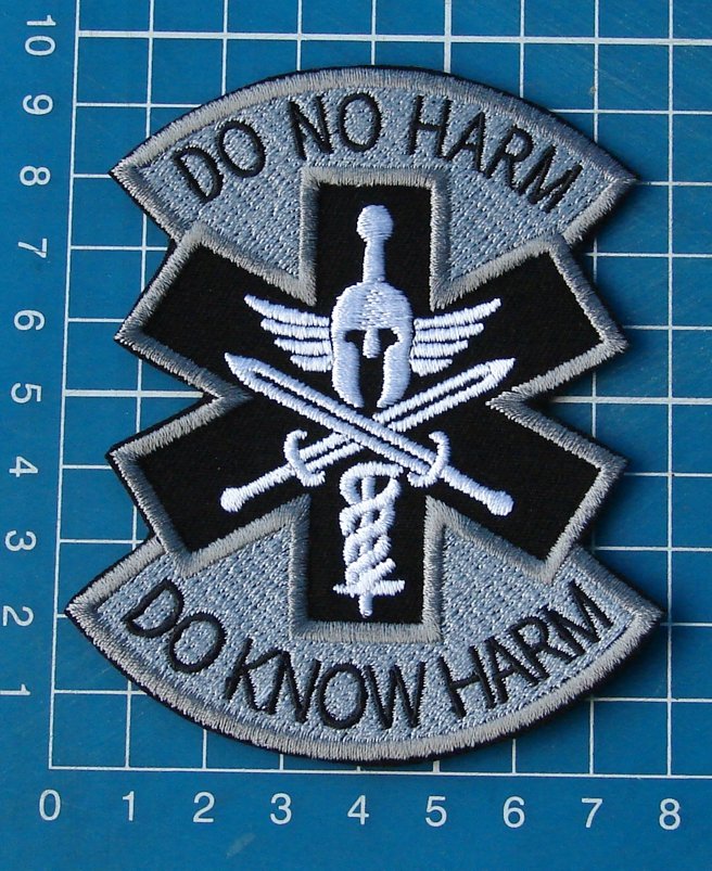 Do No Harm Spartan Do Know Harm Tactical Combat Medic Military Patch gray