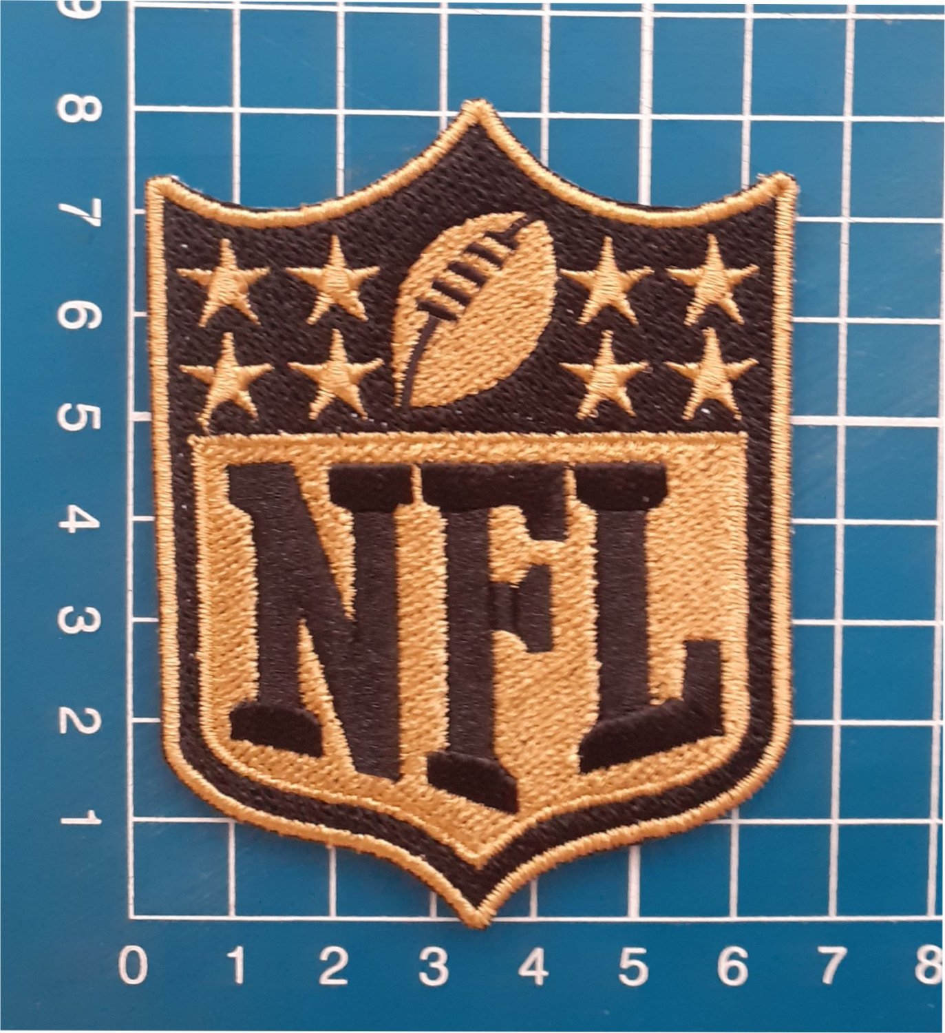 NFL SHIELD LOGO GOLD FOOTBALL JERSEY SEW ON EMBROIDERY