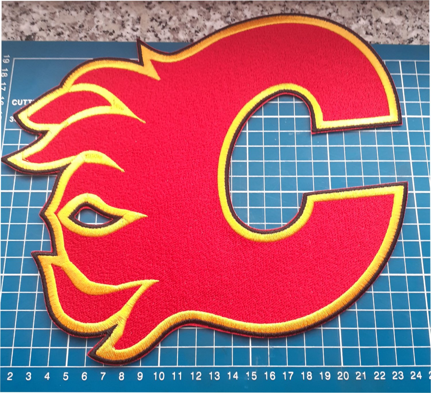 CALGARY FLAMES NHL HOCKEY National Team 9.8" Huge Logo RED sew on embroidery