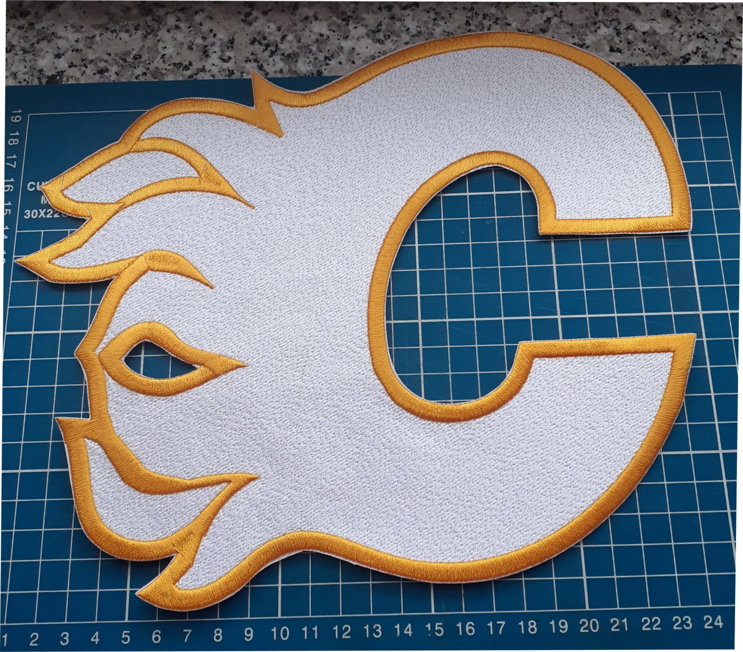 CALGARY FLAMES NHL HOCKEY National Team 9.8" Huge Logo White sew on embroidery