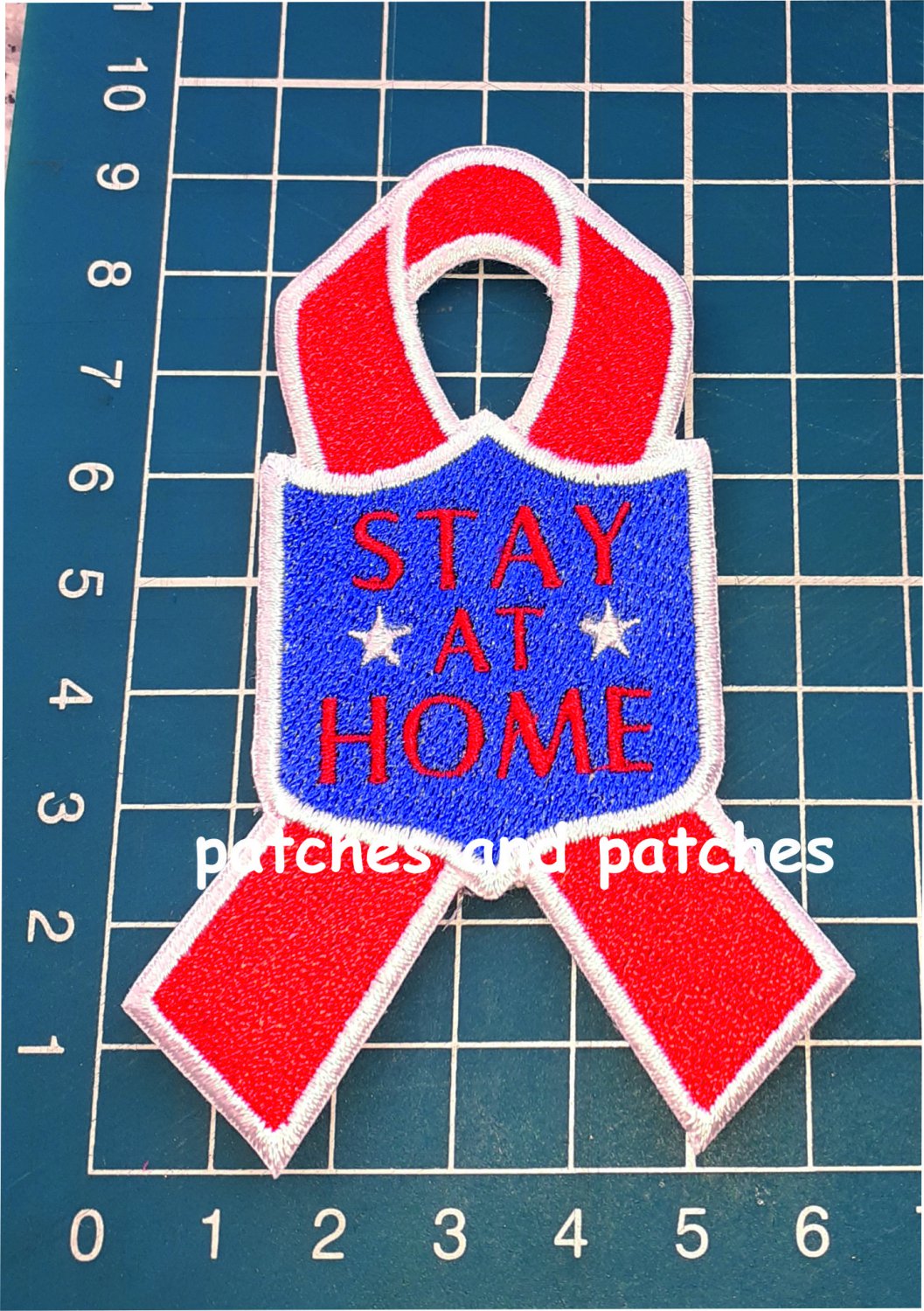 Covid STAY AT HOME KEEP SAFE 19 FIGHT AGAINST CORONA Patch sew on embroidery