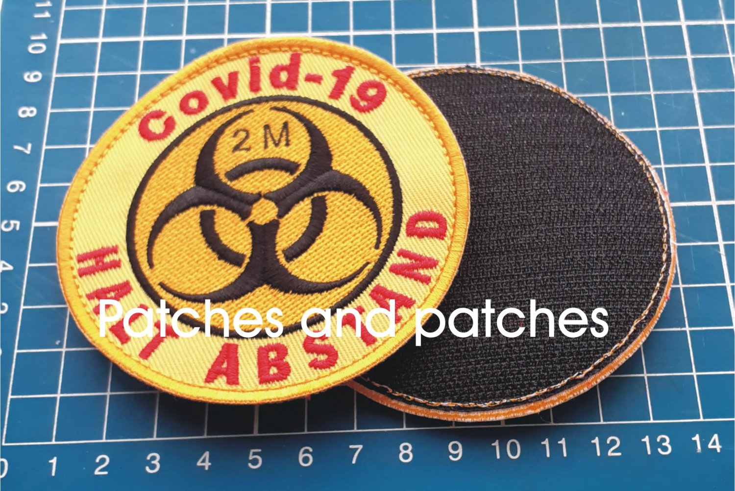 Quarantine Sign 2m KEEP DISTANCE Patch Sew ON Covid Halt Abstand Corona 19