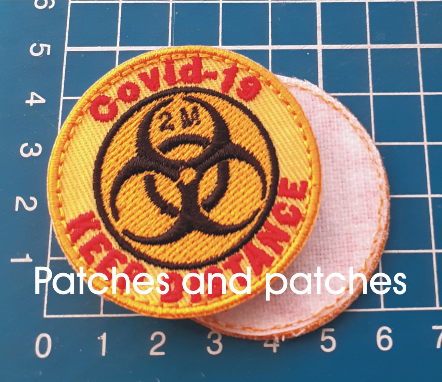 Quarantine Sign 2m KEEP DISTANCE Patch Sew ON Lockdown Social Distancing Corona