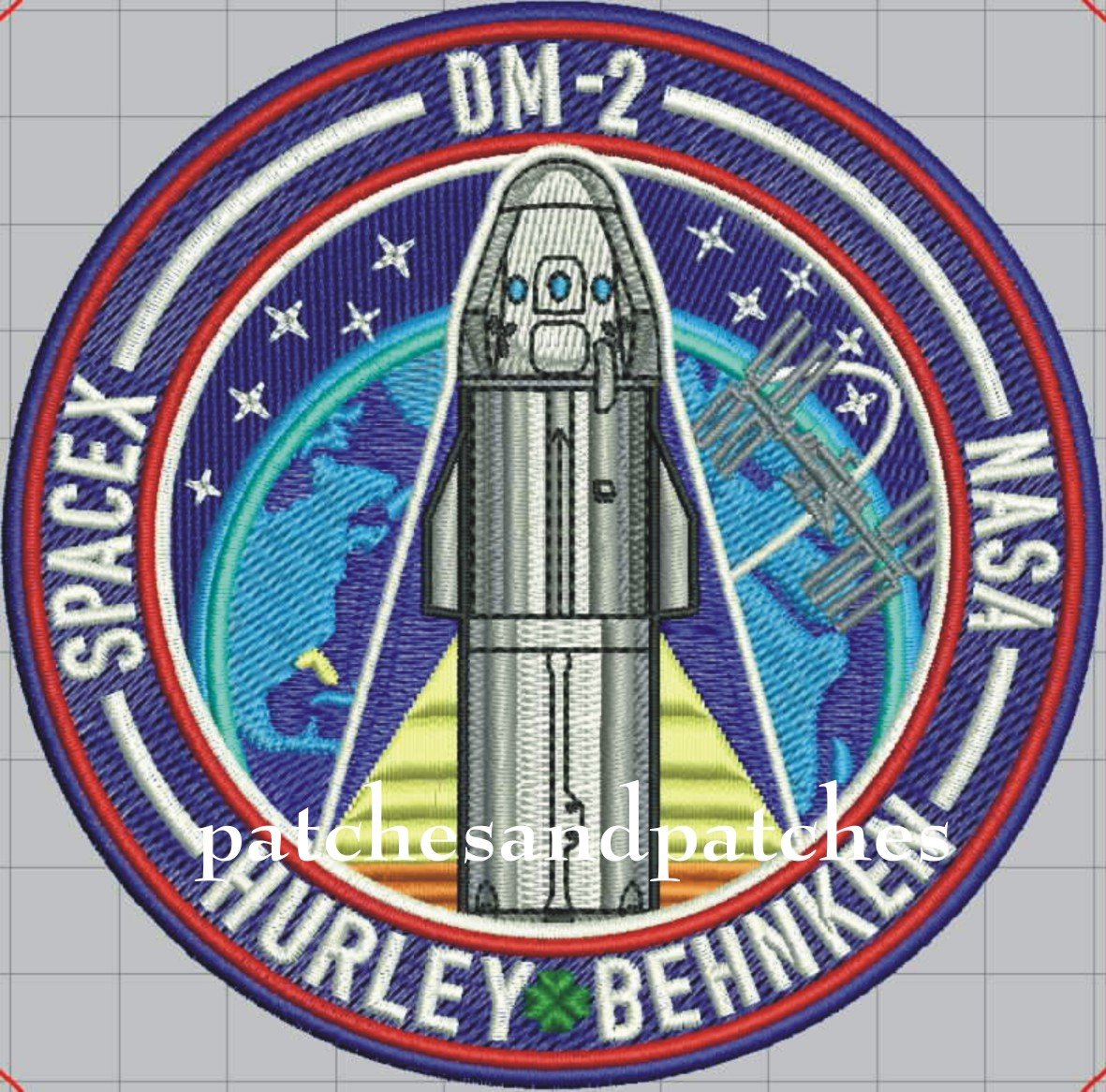 NASA Space X F9 Demo-2 Hurley Behken First Crewed Flight Mission To Space Patch