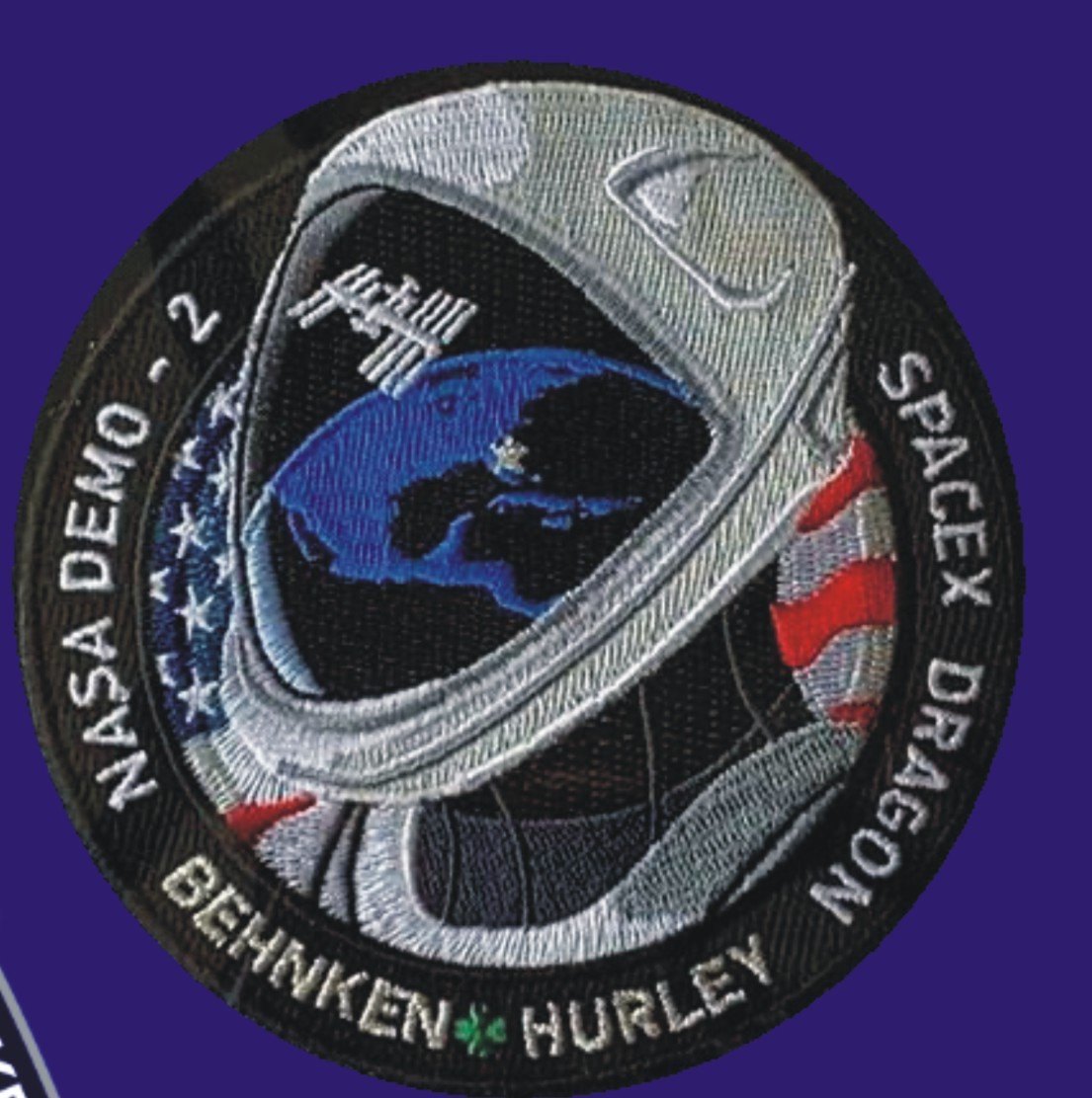 NASA Demo-2 Space X Dragon Hurley Behken Mission To Space Telsa sew on Patch