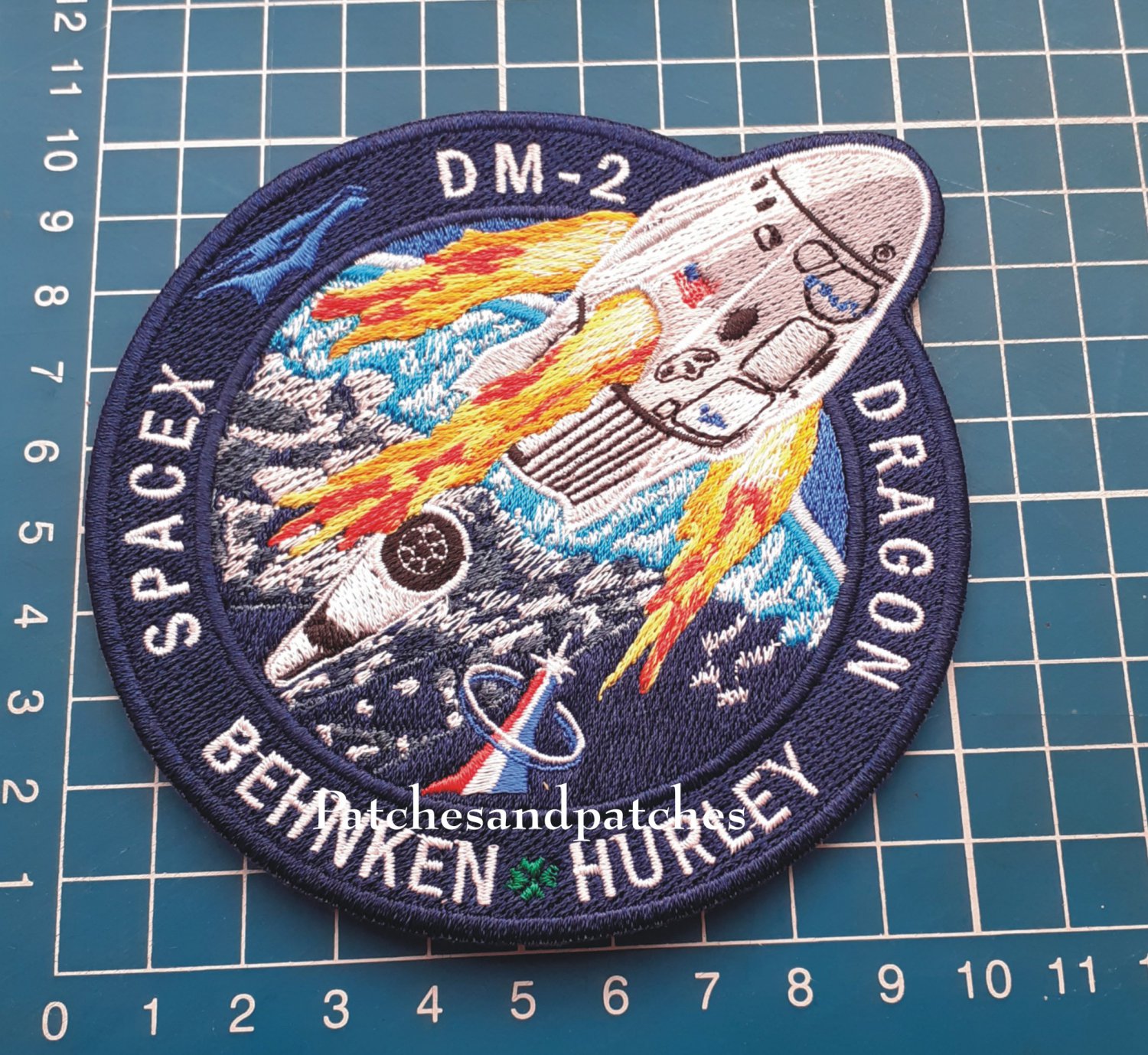 NASA SpaceX F9 Falcon 9 Crew Dragon DM-2 Space First Crewed Flight Launch Patch