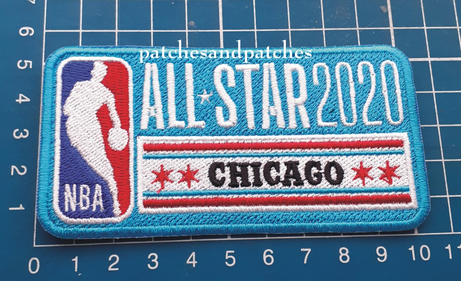 2020 NBA All Star Game logo Chicago L-Blue Basketball 4" Patch Jersey sew on