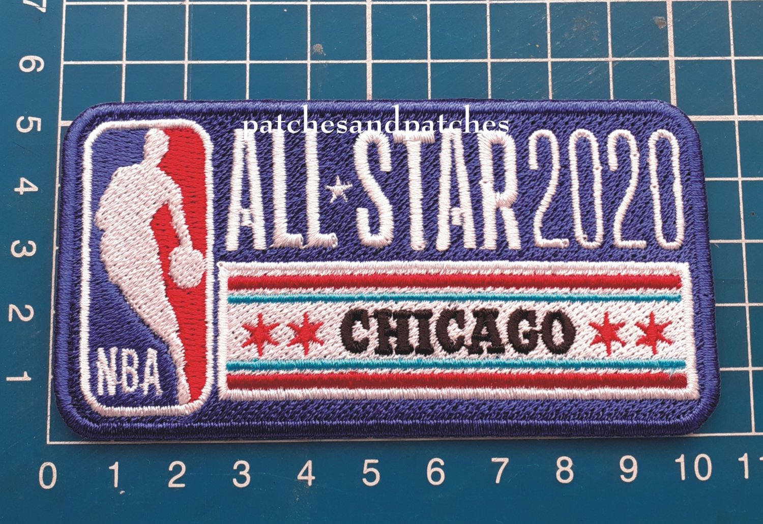 2020 NBA All Star Game logo Chicago Blue Basketball 4" Patch Jersey Embroidered