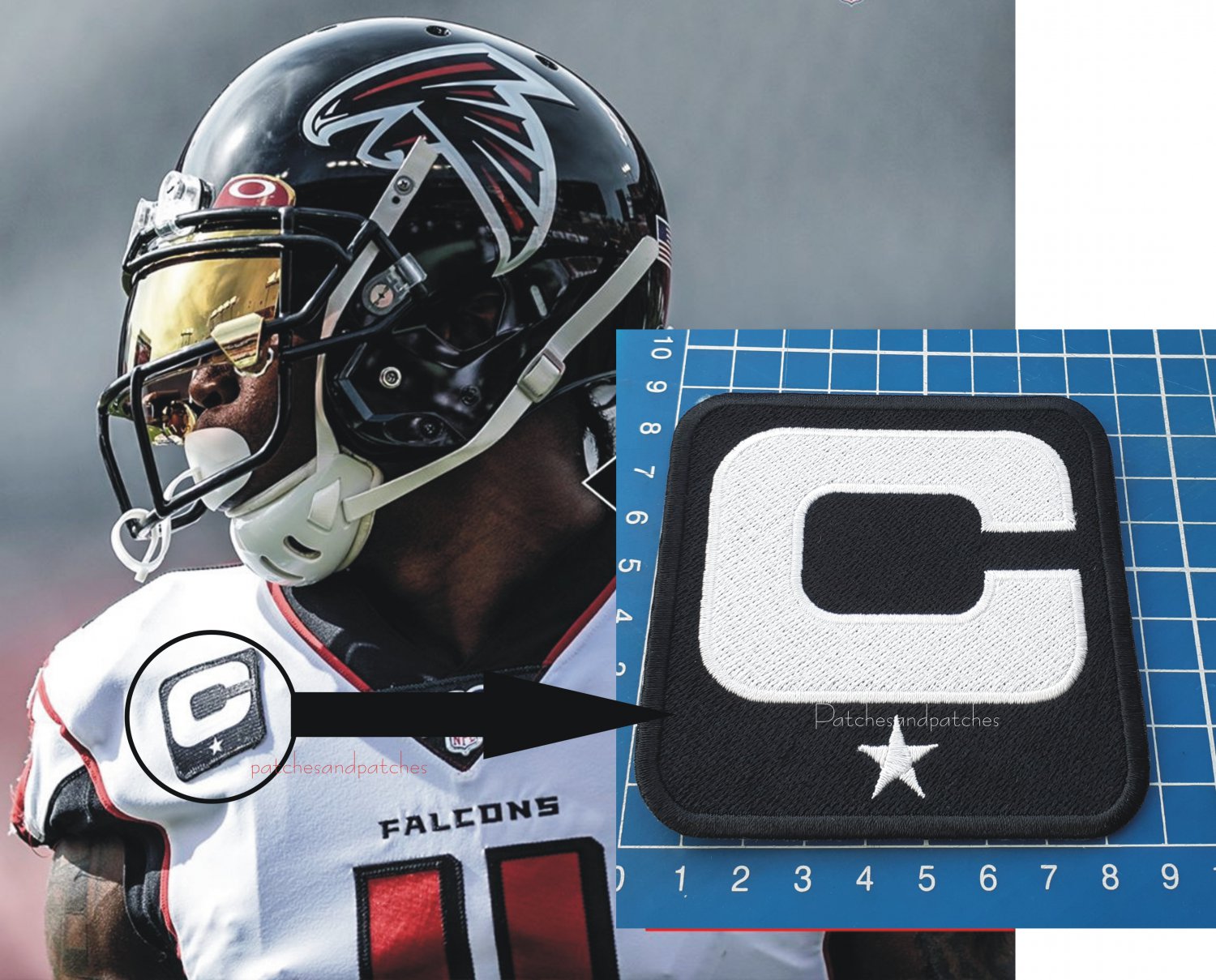 2020 SEASONS ATLANTA FALCONS CAPTAIN C PATCH NFL FOOTBALL USA SPORTS SEW ON