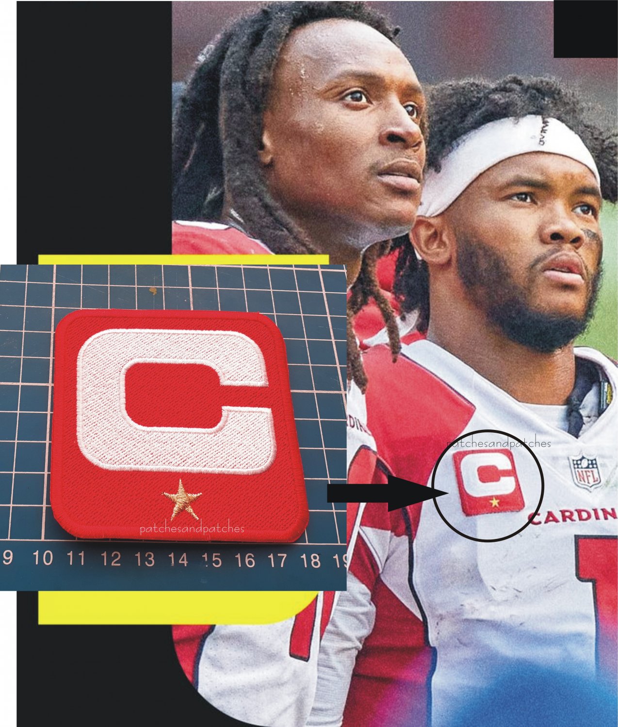 2020 Seasons Arizona Cardinals Captain C Patch NFL Football USA Sports Superbowl
