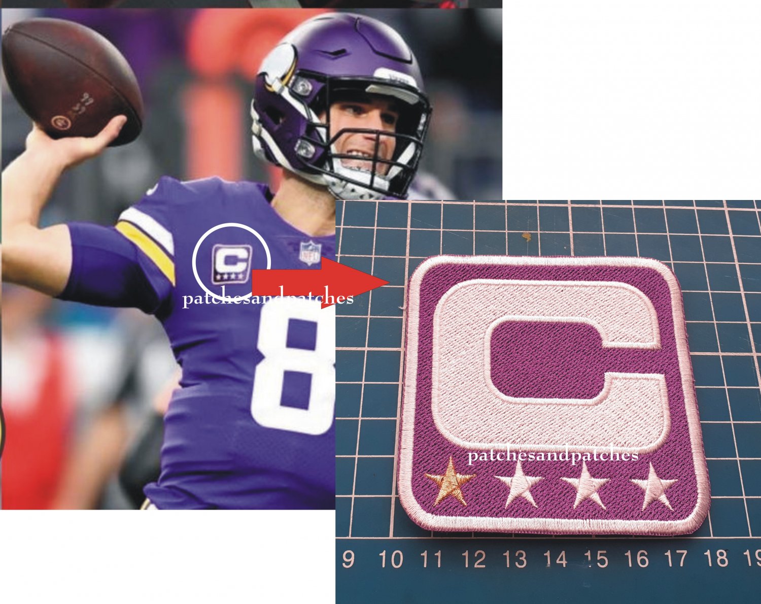2020 Seasons Minnesota Vikings Captain C Patch NFL Football USA Sports Superbowl