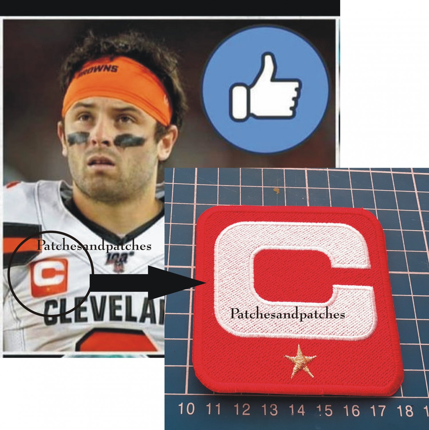 2020 Seasons Cleveland Browns Captain C Patch NFL Football USA Sports Superbowl