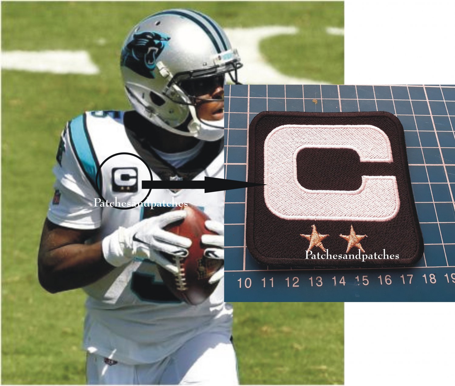 2020 Seasons Carolina Panthers Captain C Patch NFL Football USA Sports Superbowl