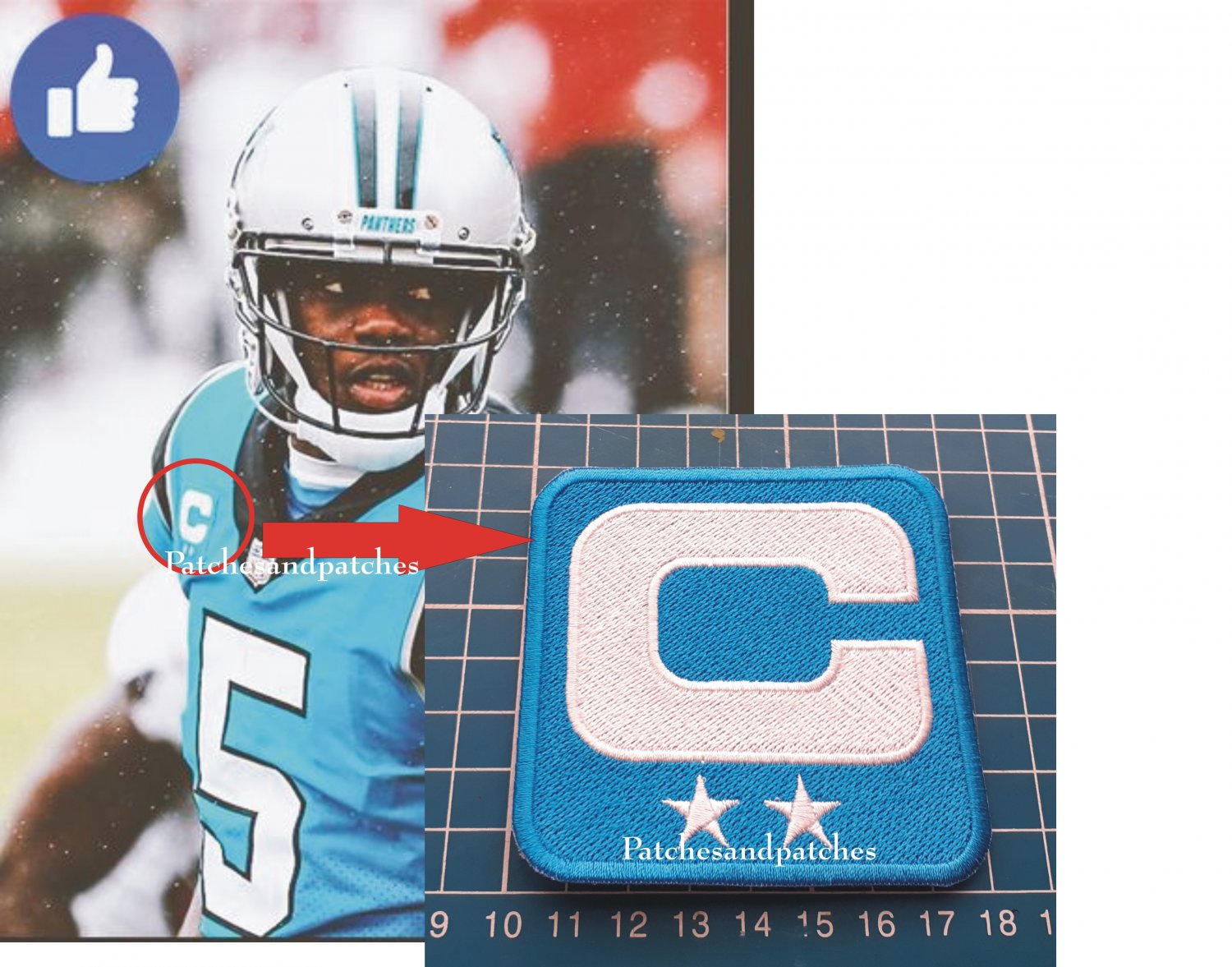 2020 Seasons Carolina Panthers Captain C Patch NFL Football USA Sports Jersey