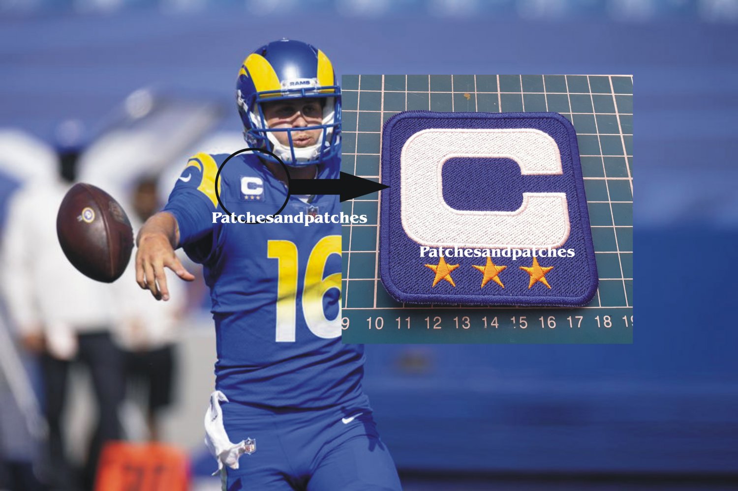 2020 LOS ANGELES RAMS CAPTAIN C PATCH NFL FOOTBALL USA SPORTS SUPERBOWL JERSEY