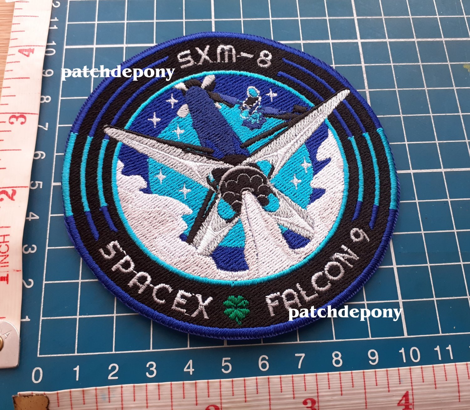 SXM-8 SpaceX Falcon 9 Crew Dragon NASA Logo Patch Astronauts Space Travel Emblem