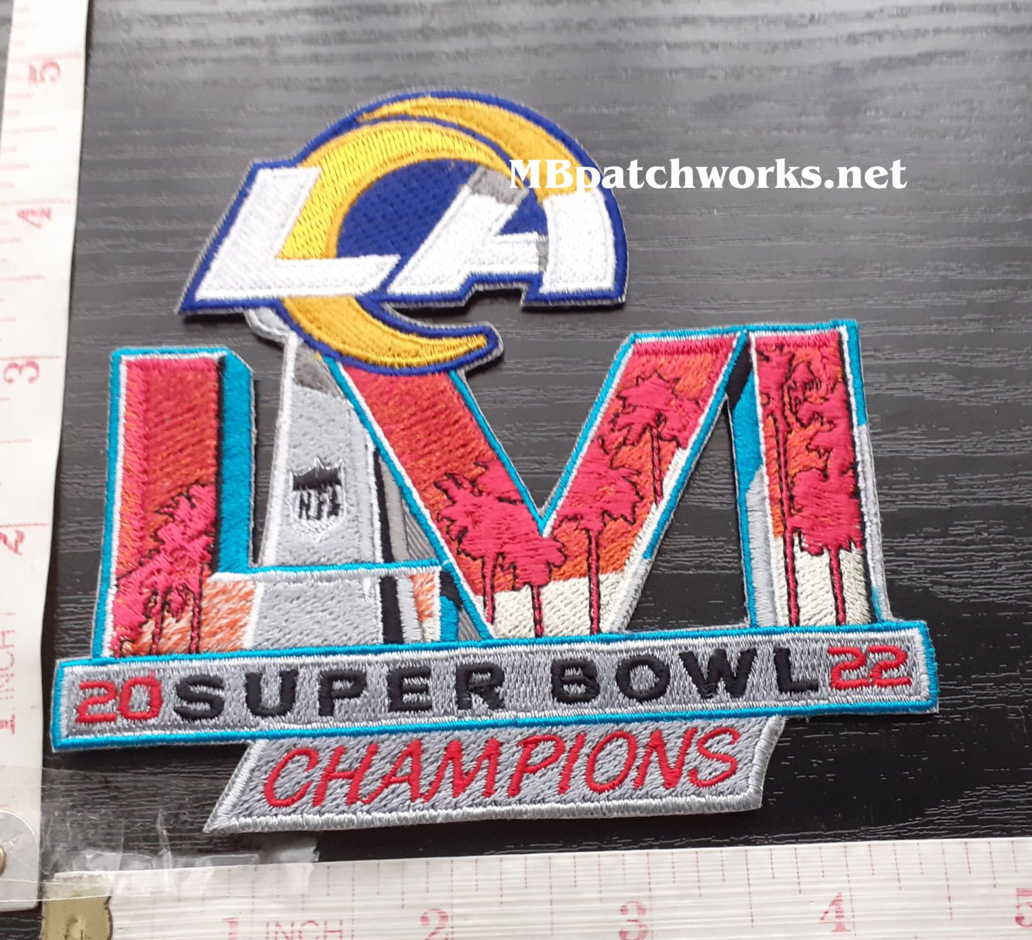 2022 Superbowl LVI 56th Los Angeles Rams Championships Champions Logo Patch NFL Football