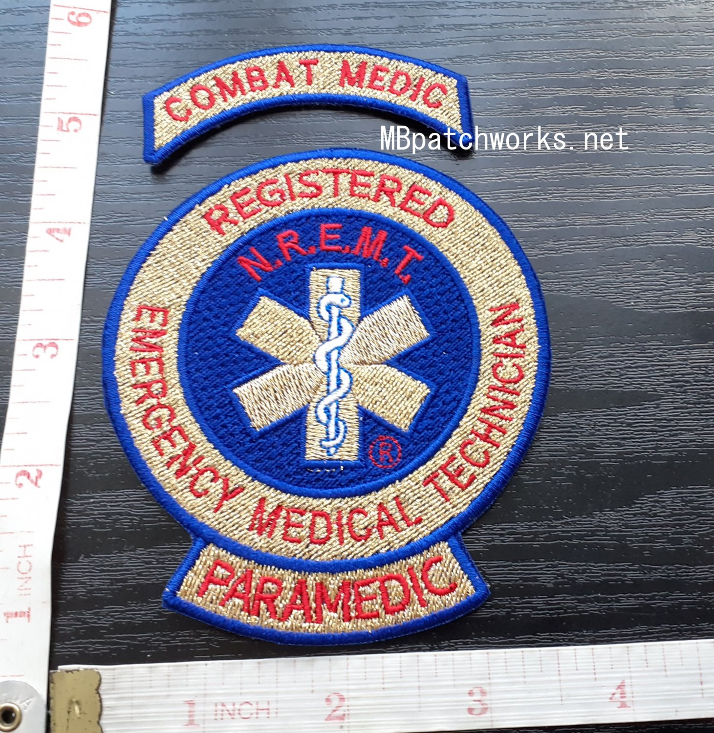 Combat Medic Paramedic Registered Emergency Medical Technician N.R.E.M.T. logo patch sew on