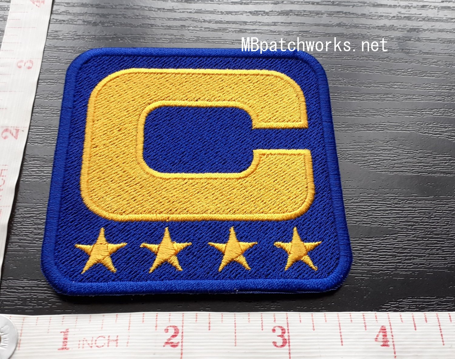 Los Angeles Rams Captain C Patch Logo 2022 Superbowl LVI 56th Champions 4 star yellow/gold
