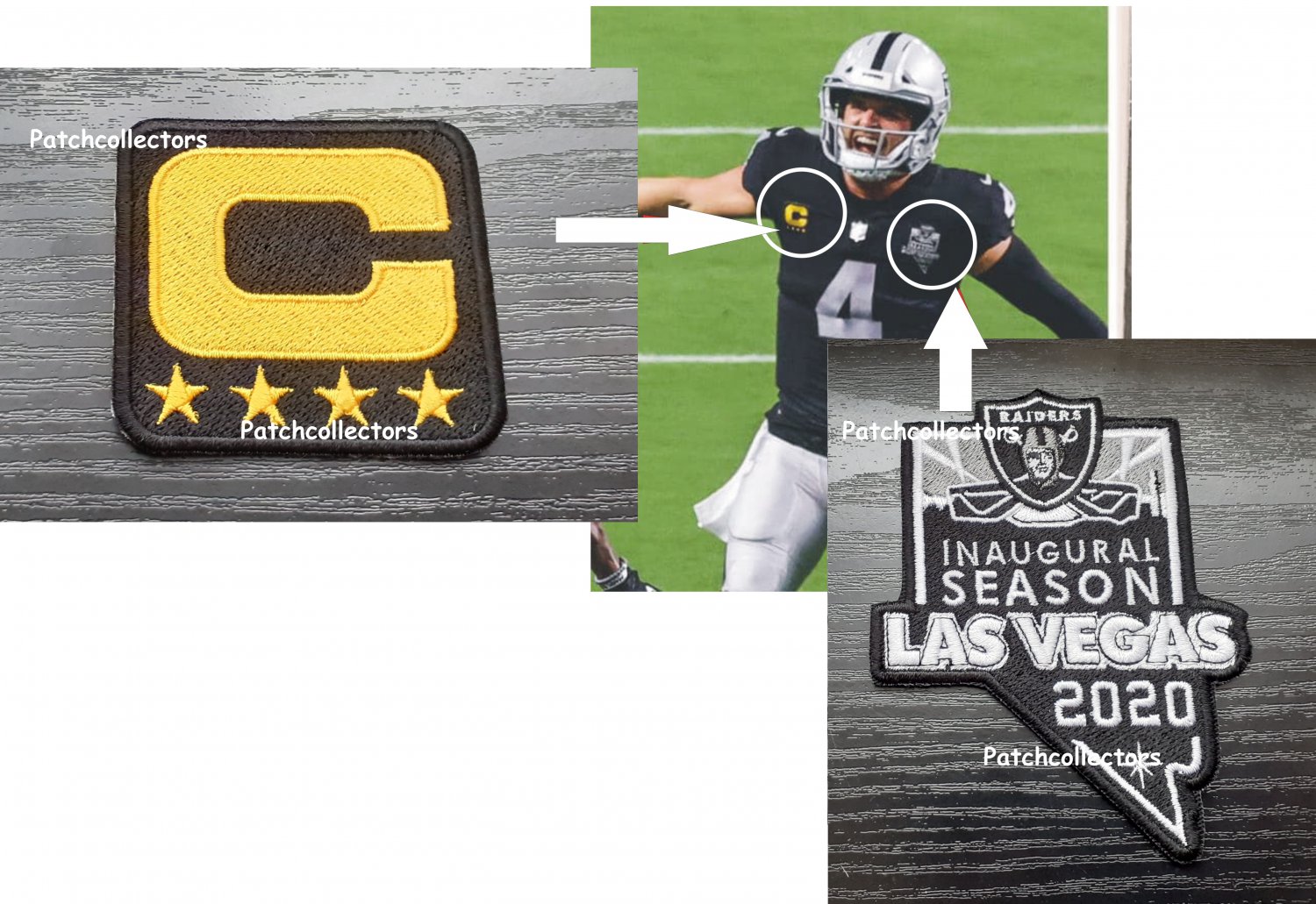 2019 SEASON Oakland Raiders Captain C patch 3.5" + NFL 100 years Anniversary