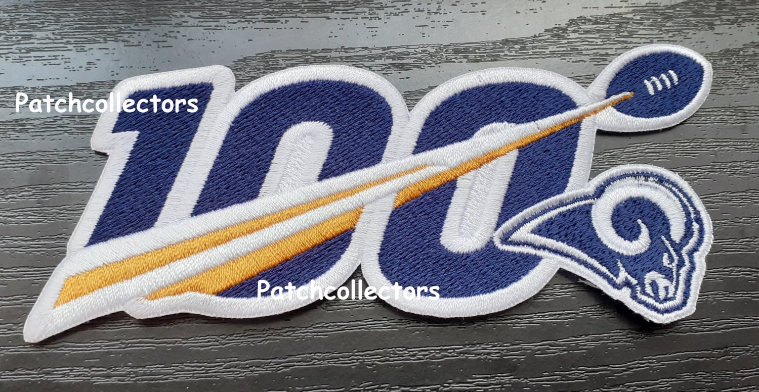2019 NFL huddle for 100 Los Angeles Rams Anniversary patch jersey 5" embroid