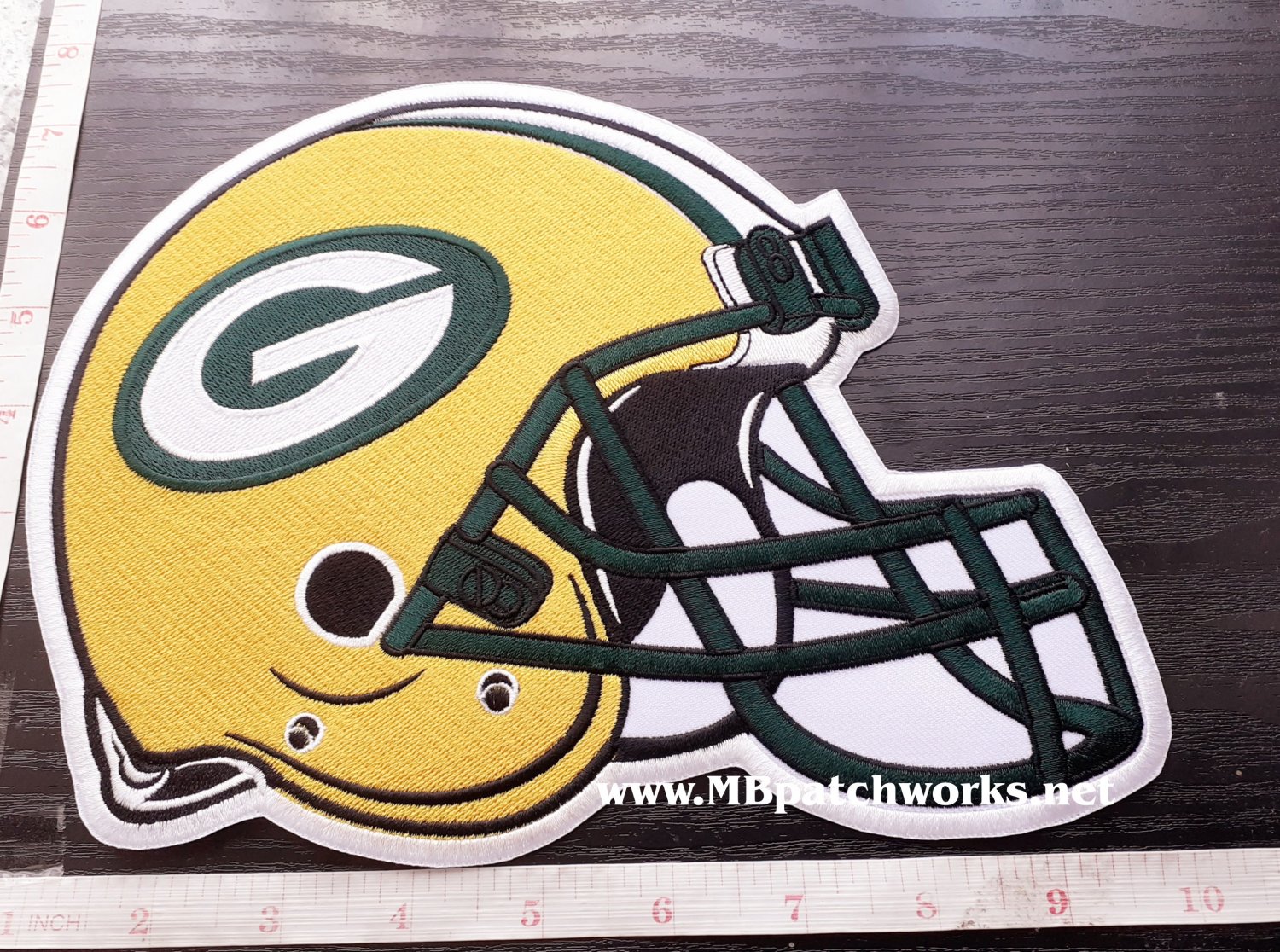 Green Packers helmet huge 10" patch NFL sew on embroidery