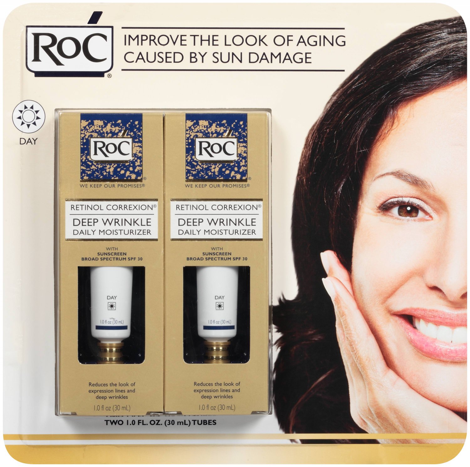 RoC Retinol Correxion Deep Wrinkle Daily Moisturizer 1.0 fl oz SPF 30 - 2 Pack