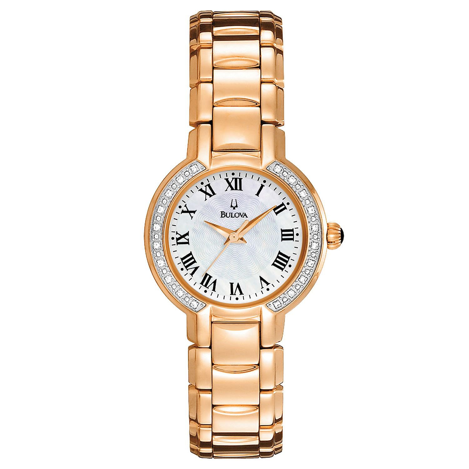 Bulova Women's Diamond Accent Rose Gold-Tone Bracelet Watch