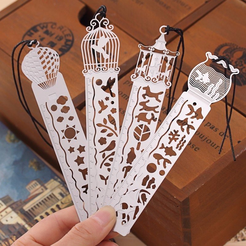 Metal Ruler Bookmark and Stencil in One Stationery