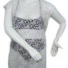 New, Love University, Lace Crop Top With Ties In The Back, Short Sleeves Color White, Size X-Large