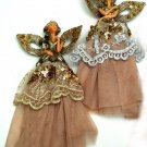 Elegant Lady with Gold Skirt Ornaments Set of Two