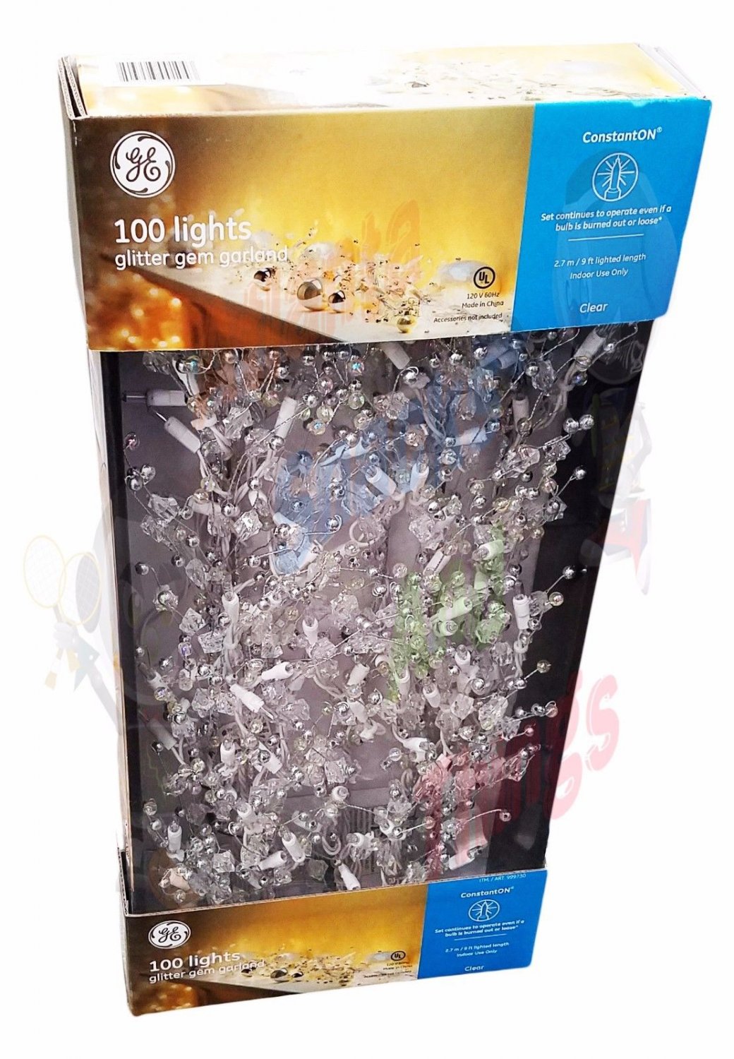 GE 9 ft GEM GARLAND INDOOR Christmas Decor Lights Set (100 Clear Bright