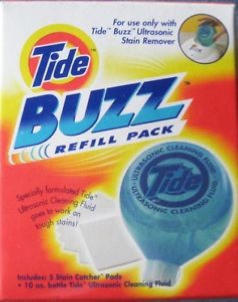 Tide Buzz Refill Pack-5 Stain Catcher Pads + 10 oz Ultrasonic Cleaning