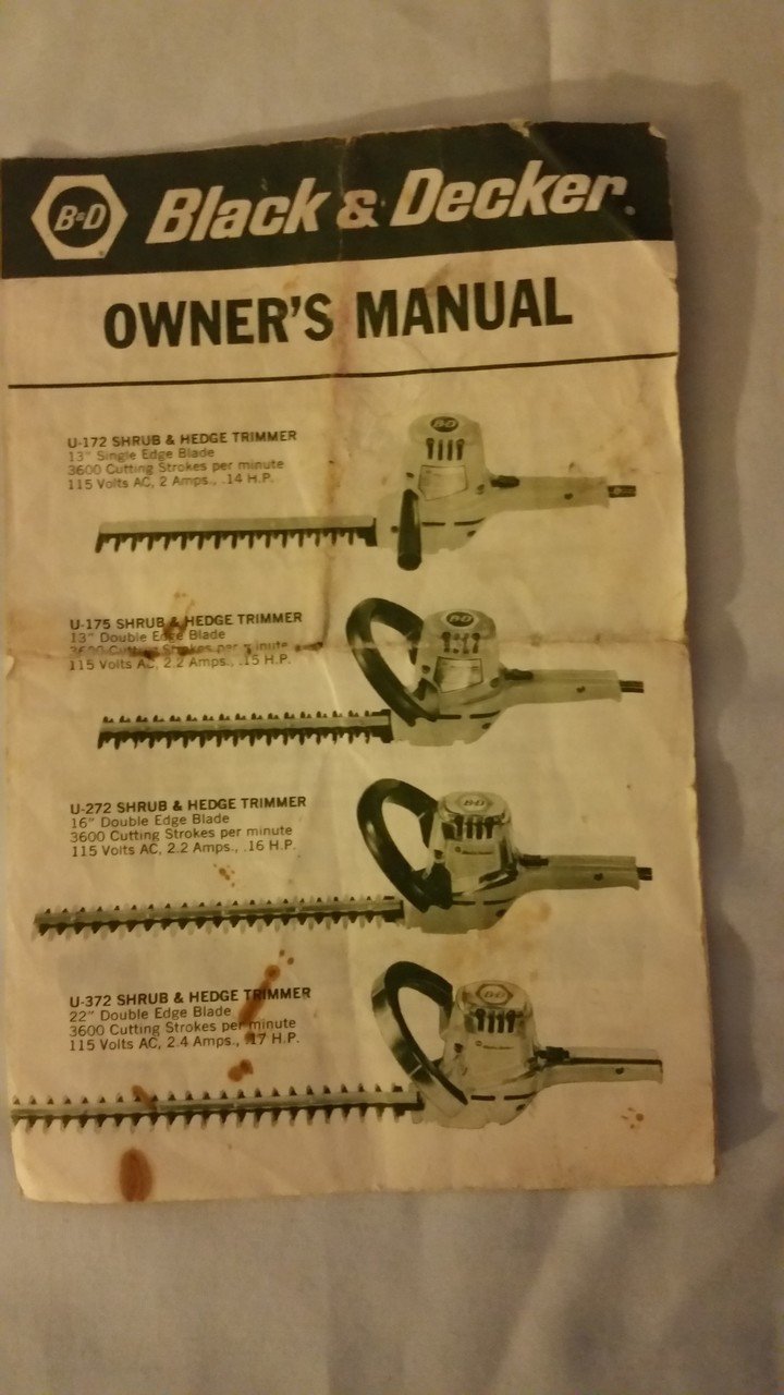 Black Decker Electric Hedge Trimmer Owner Manual