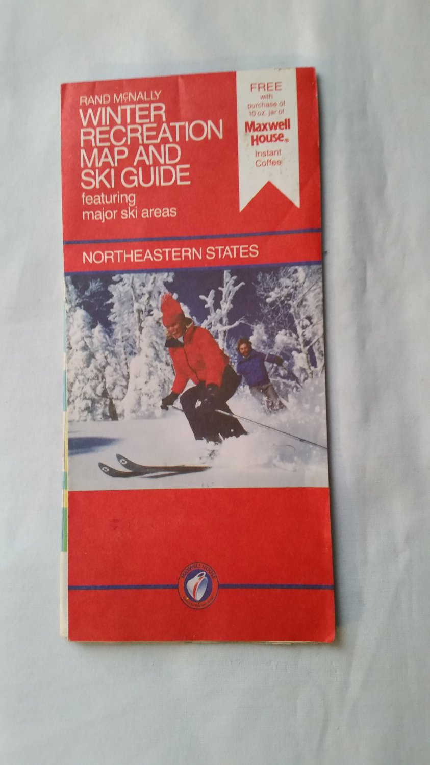 Vintage Rand McNally Winter Recreation Map and Ski Guide