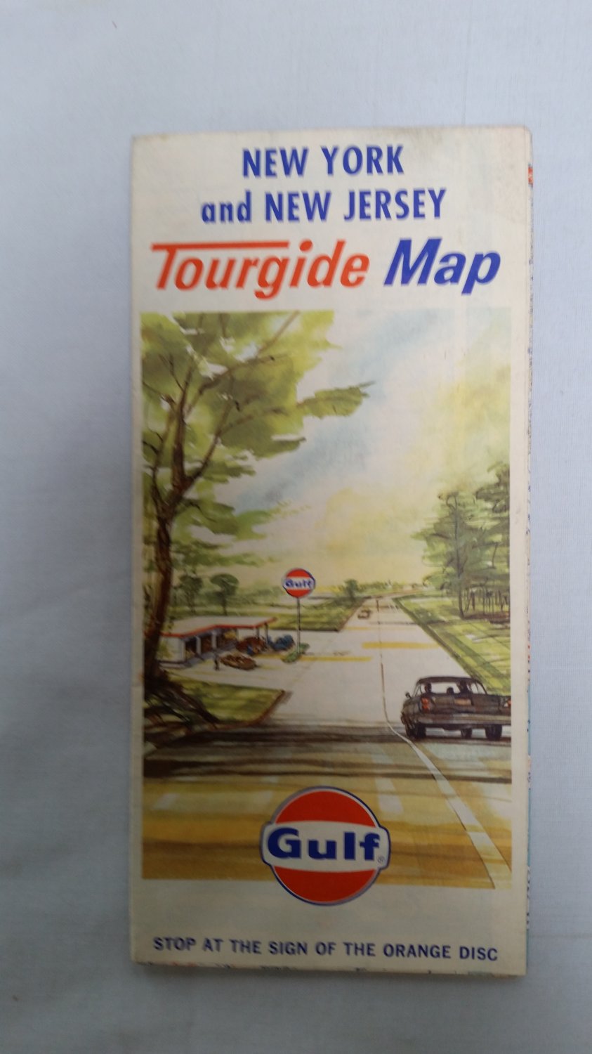Vintage Gulf Tour Guide Map New York and New Jerseyâ